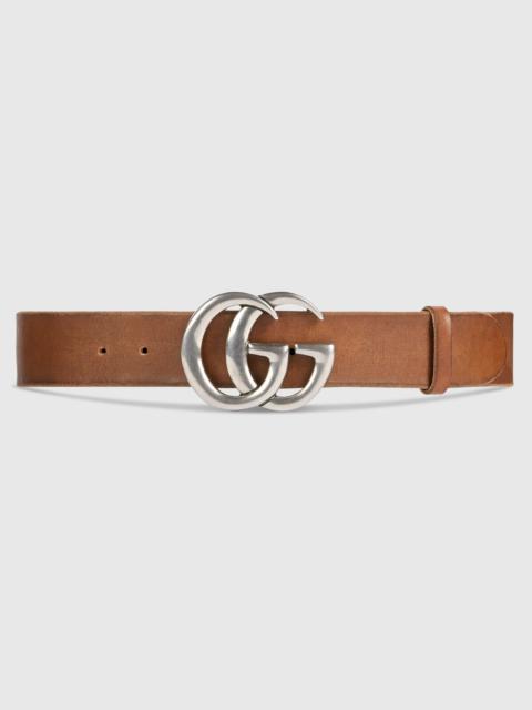 Leather belt with Double G buckle