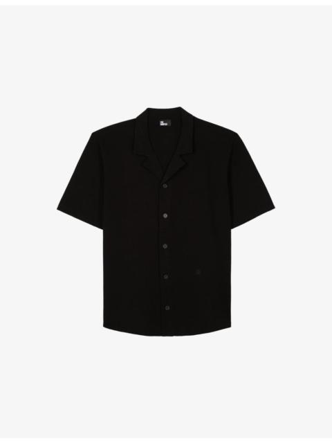 Short-Sleeve Mesh Linen and Cotton-Blend Shirt