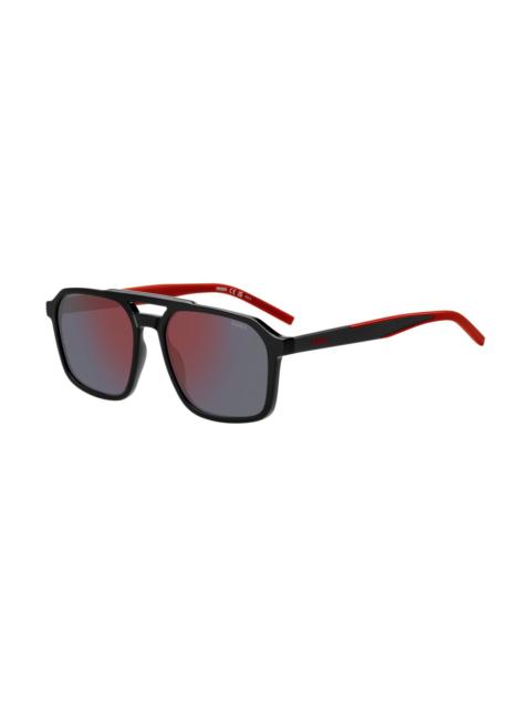 DOUBLE-BRIDGE SUNGLASSES WITH METAL-ACETATE TEMPLES