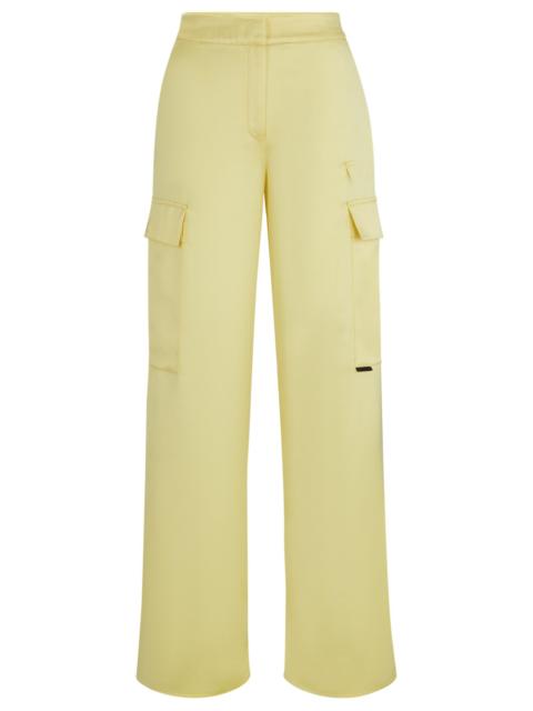 RELAXED-FIT CARGO TROUSERS IN SATIN