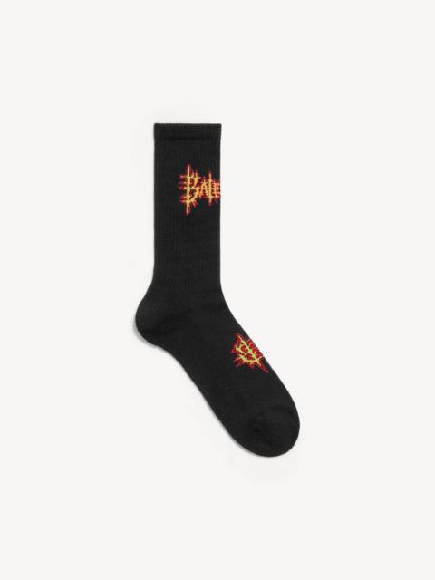 Men's Balenciaga Sacré Cœur Socks in Black/yellow