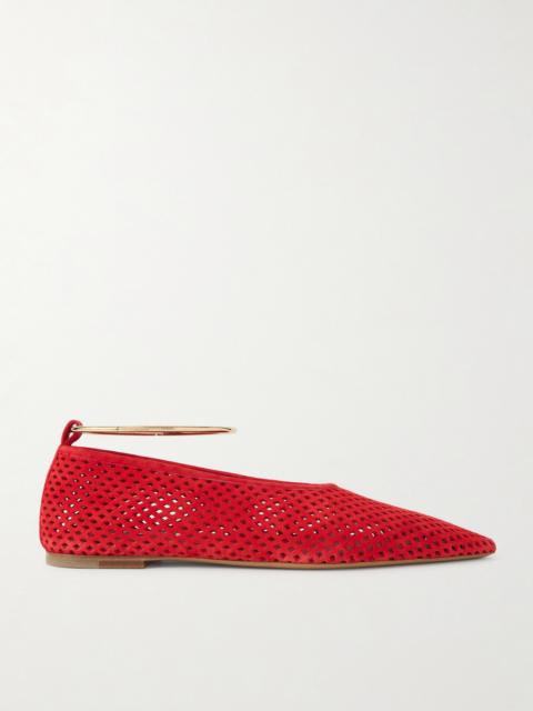 Laser-cut Suede Ballet Flats