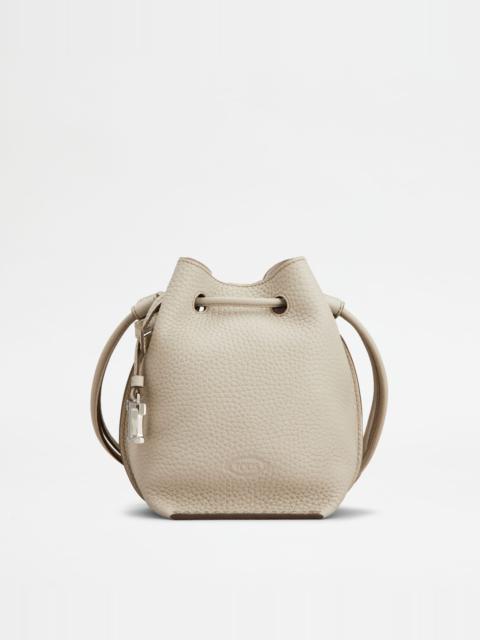 BUCKET BAG IN LEATHER MICRO - OFF WHITE