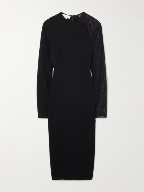 Miracle lace-trimmed crepe dress Black