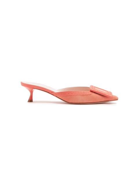Viv In The City Perforated Suede Mules coral