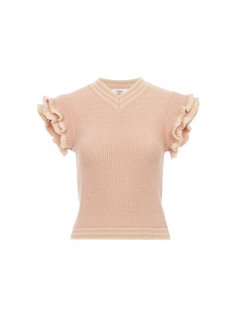 SHORT-SLEEVE KNIT TOP IN WOOL KNIT