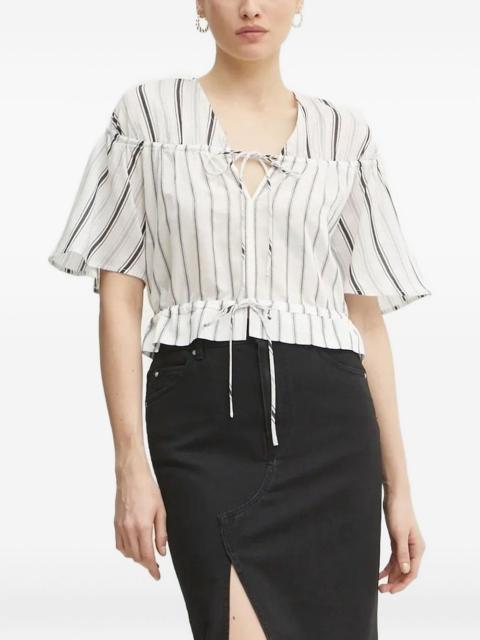 tie-neck striped top