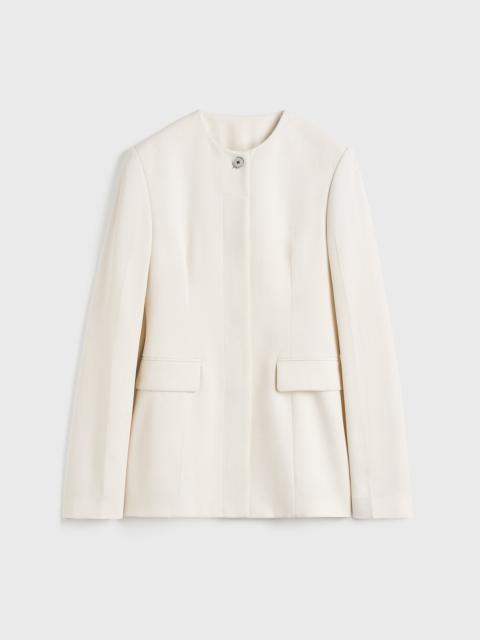 Collarless cinched jacket ecru