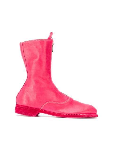 zip-front leather boots