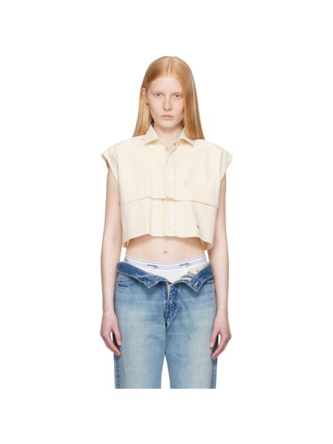 Yellow Sleeveless Layered Cropped Shirt