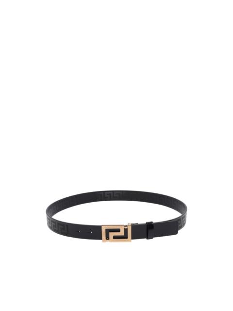 Greca buckle leather belt