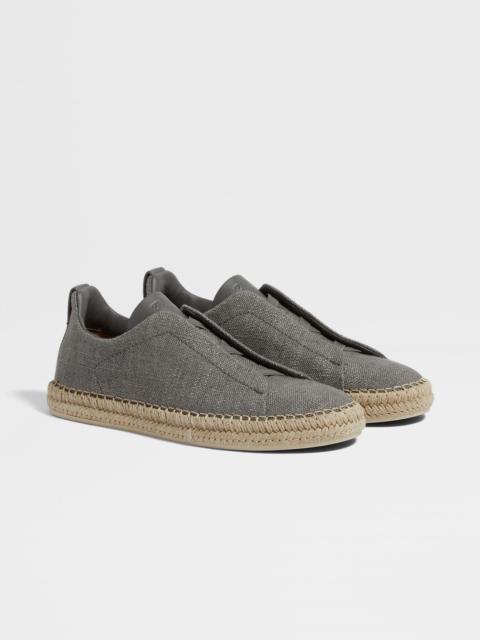 GREY MÉLANGE LINEN AND LEATHER TRIPLE STITCH™ ESPADRILLES
