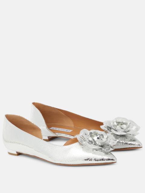 Paris Rose mirrored leather ballet flats