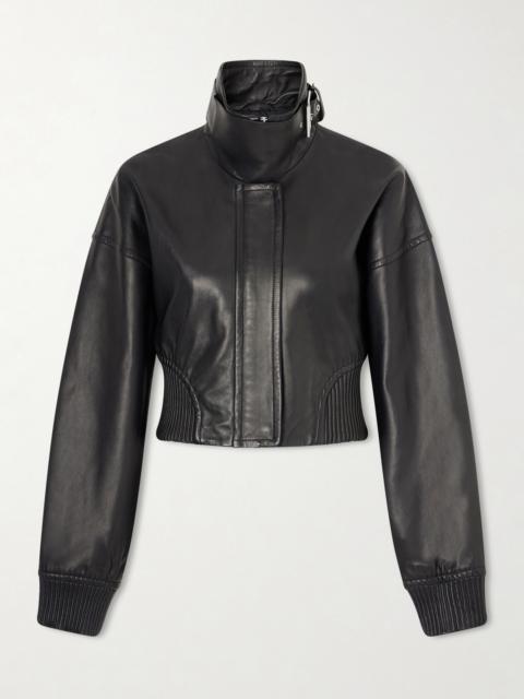 Cropped Buckled Leather Jacket