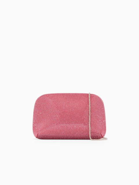 LA PRIMA SATIN AND RHINESTONE CLUTCH BAG
