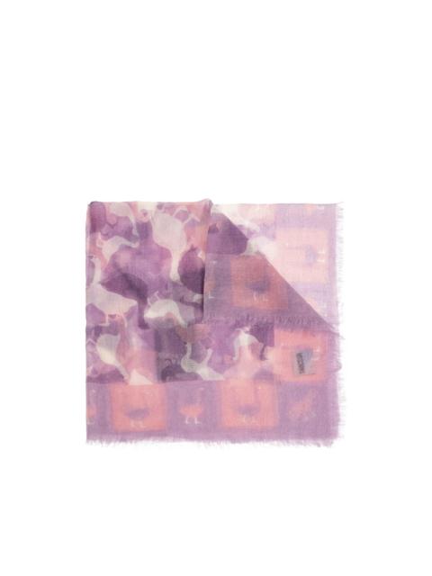 fringed animal-print scarf