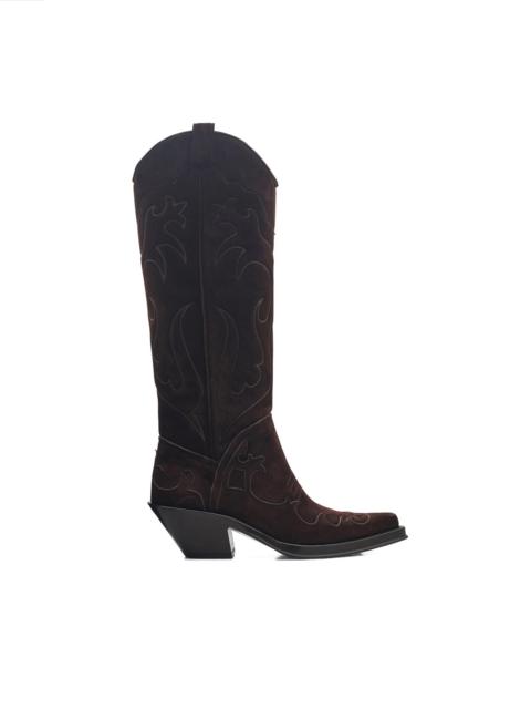 Capitana Cowboy Boot in Dark Chocolate Suede