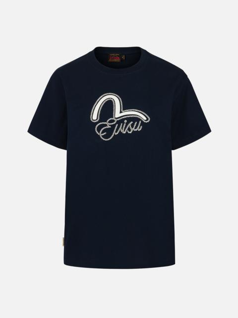 Seagull Print and Twisted Rope Logo Embroidery Boyfriend T-Shirt