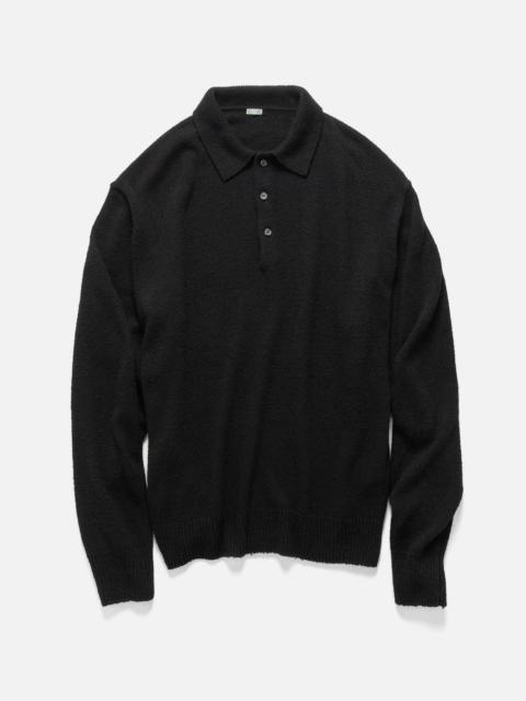 Washed Silk Nep Polo Shirt Black