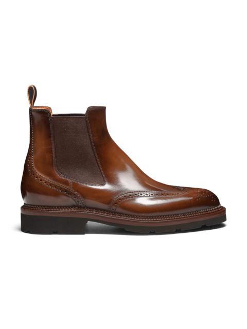 Men’s brown leather Chelsea brogue boot