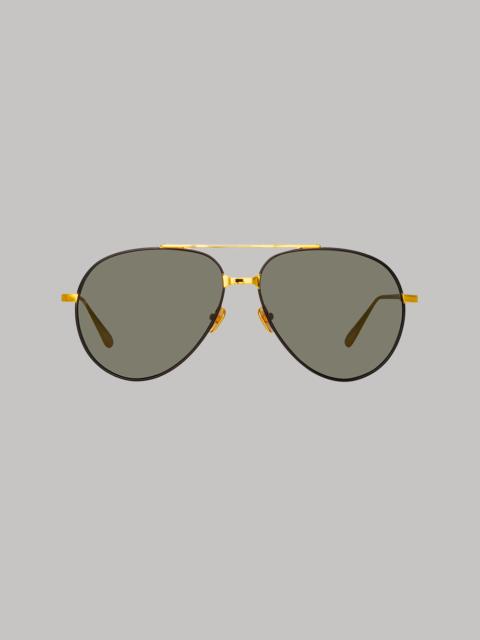 MEN'S MARCELO AVIATOR SUNGLASSES IN BLACK AND YELLOW GOLD