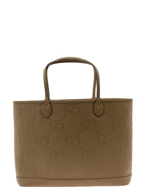 Gucci Men 'Jumbo' Beige Handbag With All-Over Logo In Leather Man