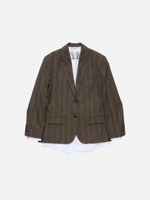 Layered wool suit jacket - Brown/black