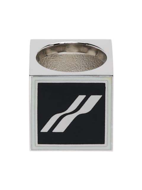 Silver & Black Square Logo Dice Ring