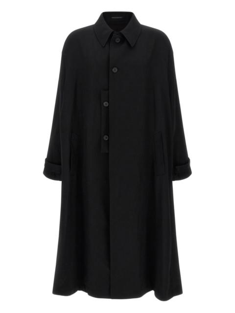 button-fastening wool coat