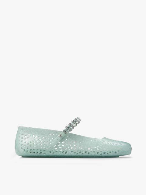 The Jelly
Light Verde Jelly Ballerina Flats with Crystal Embellishment