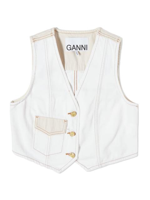 GANNI Ecru Denim Vest