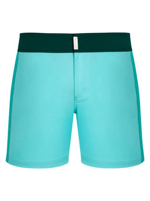 Men Stretch Swim Trunks Flat Belt Color Block