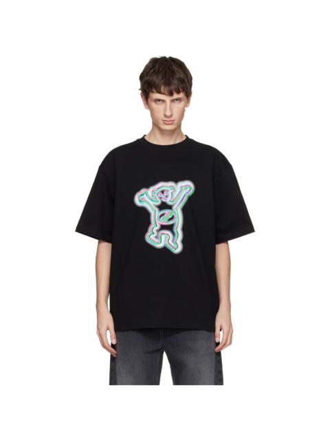 Black Colorful Teddy Print T-shirt