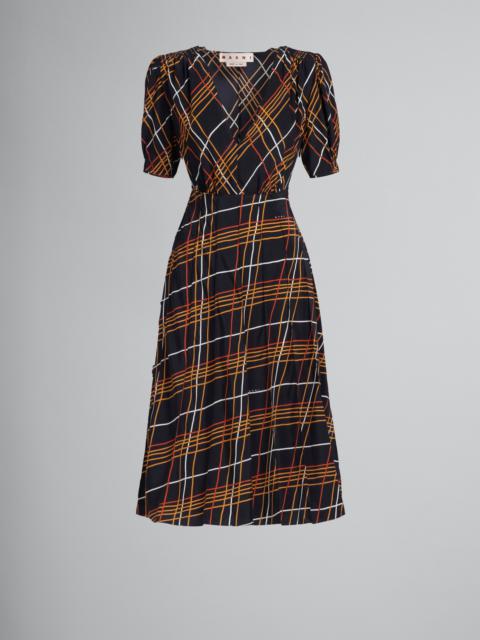 WILD ROADS PRINT DRESS WITH RUCHED SLEEVES