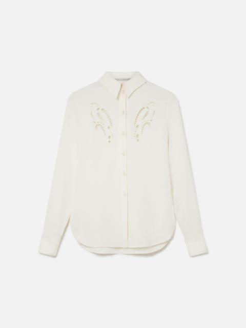 Petal Crochet Compact Crepe Shirt