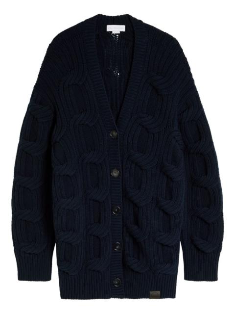 cable-knit button-down cardigan