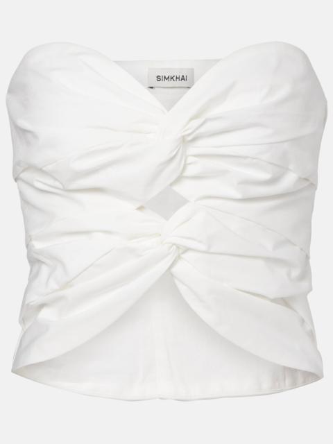 Cornelia cutout ruched cotton-blend top