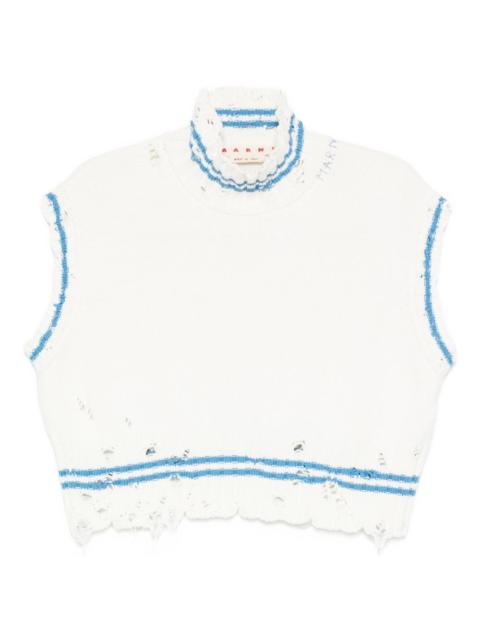 frayed-hem sleeveless top