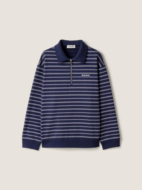 Striped zipper polo shirt