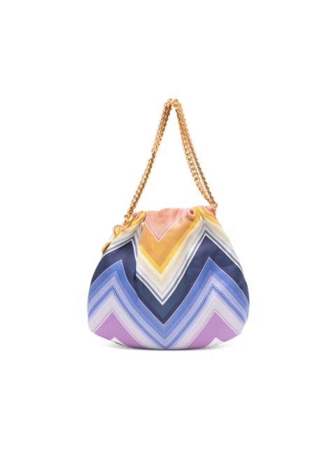 wave silk drawstring chain tote bag