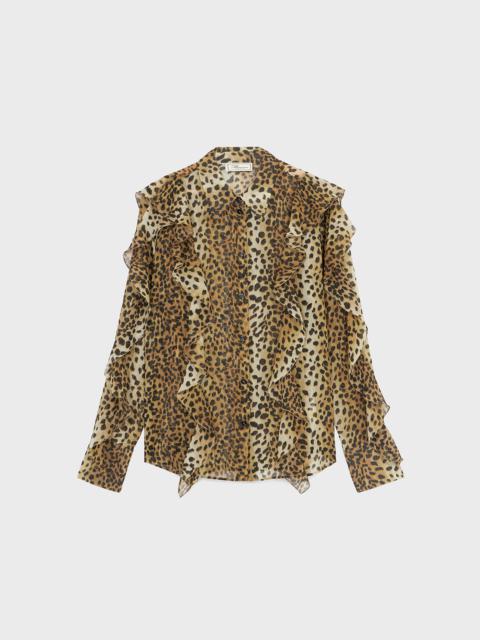PRINTED GEORGETTE SHIRT WITH RUFFLES
