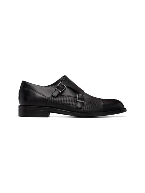 Black Double Monk Leather Monkstraps