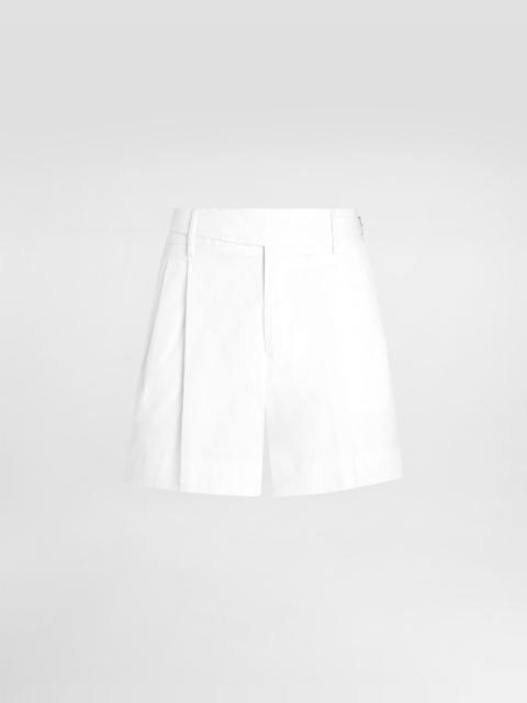 Cotton gabardine shorts with double darts
