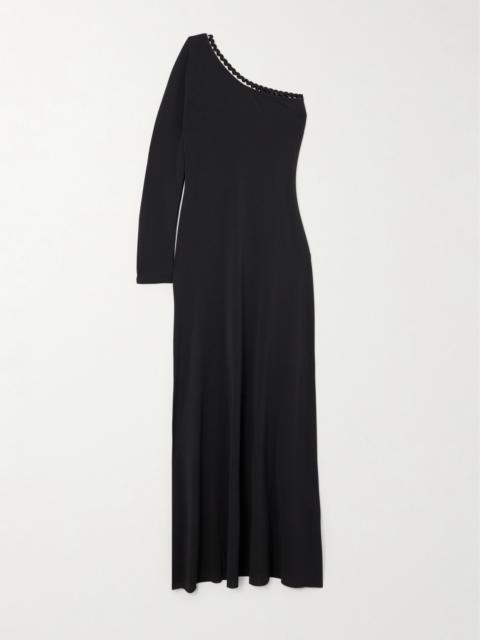 Play One-sleeve Ric Rac-trimmed Stretch-jersey Maxi Dress