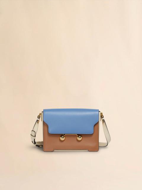 LIGHT BLUE, LIGHT BROWN E WHITE LEATHER TRUNKAROO MEDIUM SHOULDER BAG