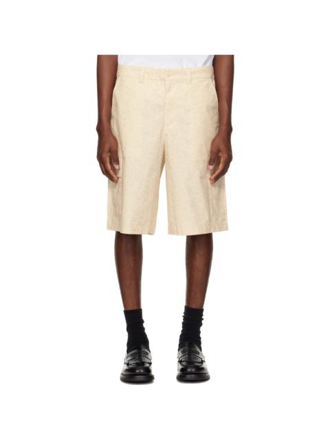 Beige Straight Fit Printed Bermuda Shorts