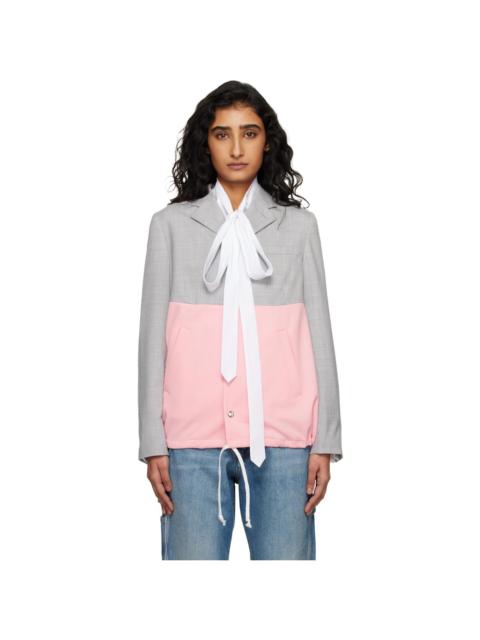 Gray & Pink Paneled Blazer