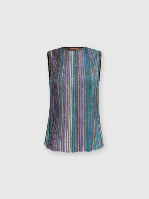Ribbed ribbed sleeveless top with sequins