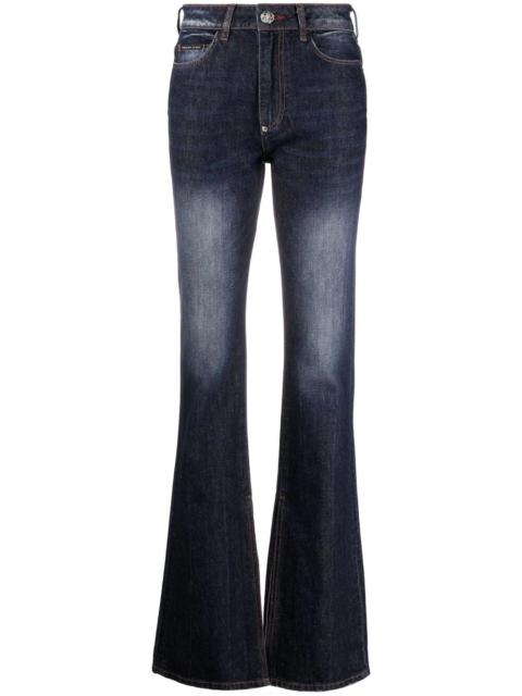 high-waisted flared jeans