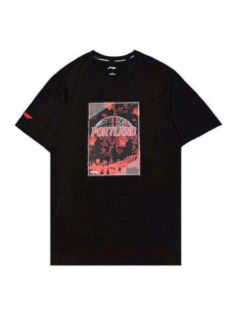 Li-Ning Basketball Series Logo Pattern Short Sleeve 'Black' AHSQ219-1